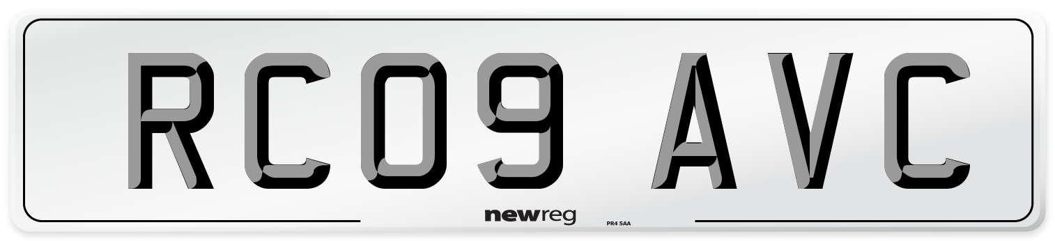 RC09 AVC Number Plate from New Reg